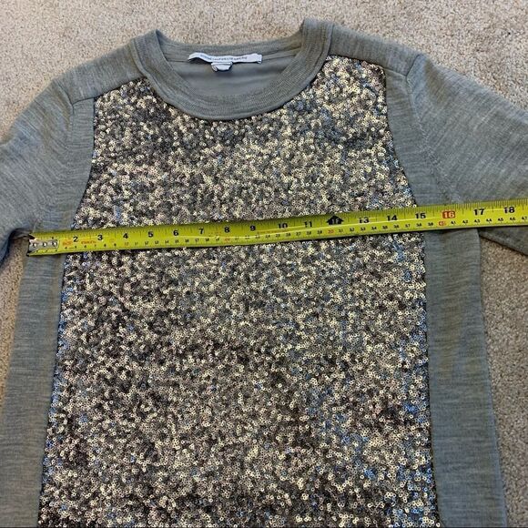 DIANE Von Furstenberg Wool Sequin Danette Sweater Dress gray size medium - Picture 11 of 12